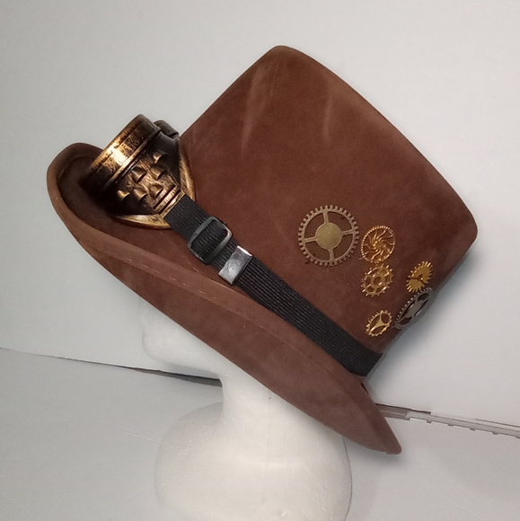 Steampunk Googles Party/Halloween Unisex Brown Hat Sizes OS - Picture 8 of 11